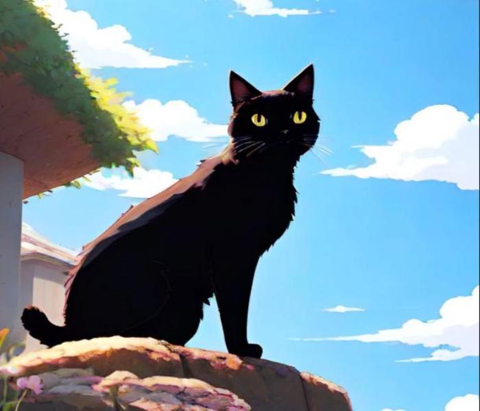 Ảnh mèo đen anime làm avatar
