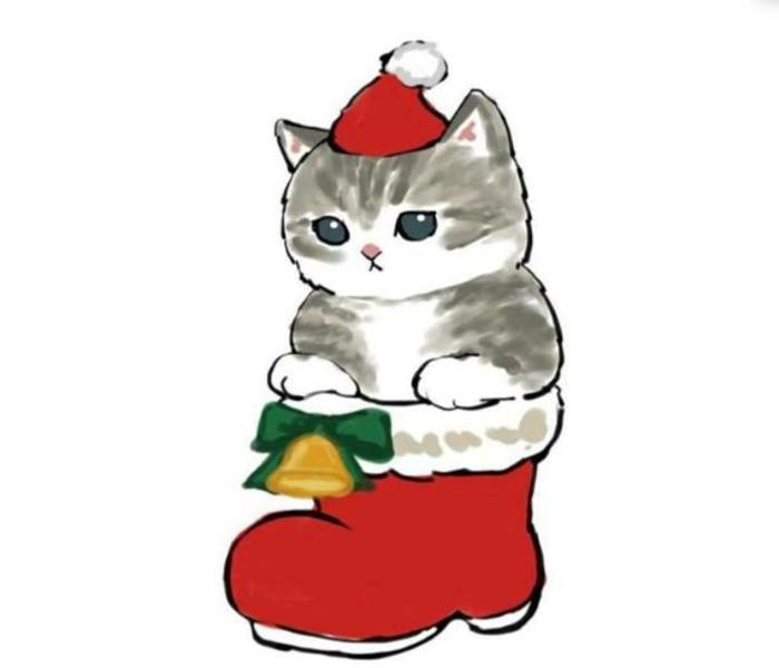 Hình ảnh mèo giáng sinh chibi cute