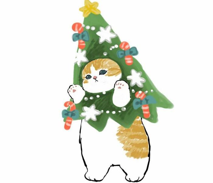 Hình ảnh mèo giáng sinh chibi cute