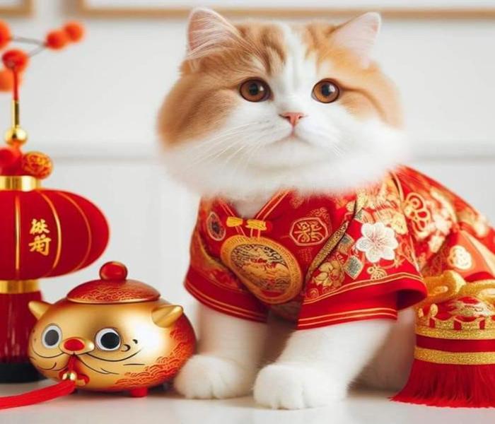 Avatar mèo Tết đẹp xinh