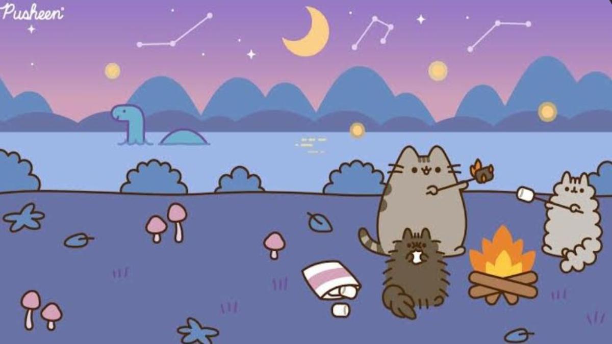 Hình nền máy tính ảnh mèo Pusheen dễ thương 