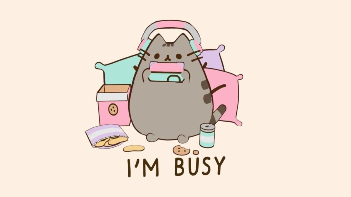 Hình nền máy tính ảnh mèo Pusheen dễ thương 
