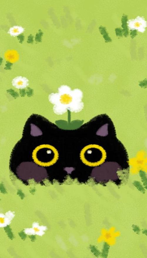 Mèo đen chibi hình nền iphone xinh 