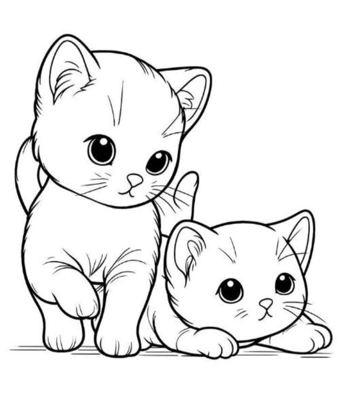 Hình tranh tô màu con mèo đẹp xinh