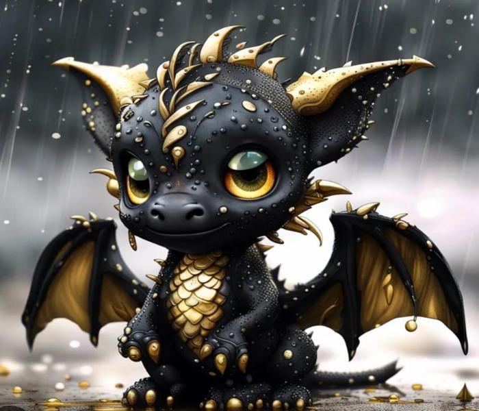 Hình rồng đen chibi
