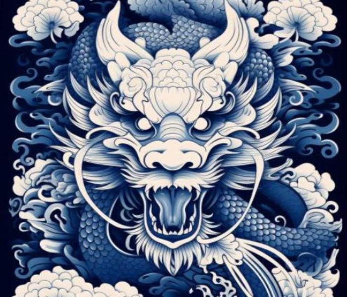 Hình 3D con rồng xanh đẹp sống động