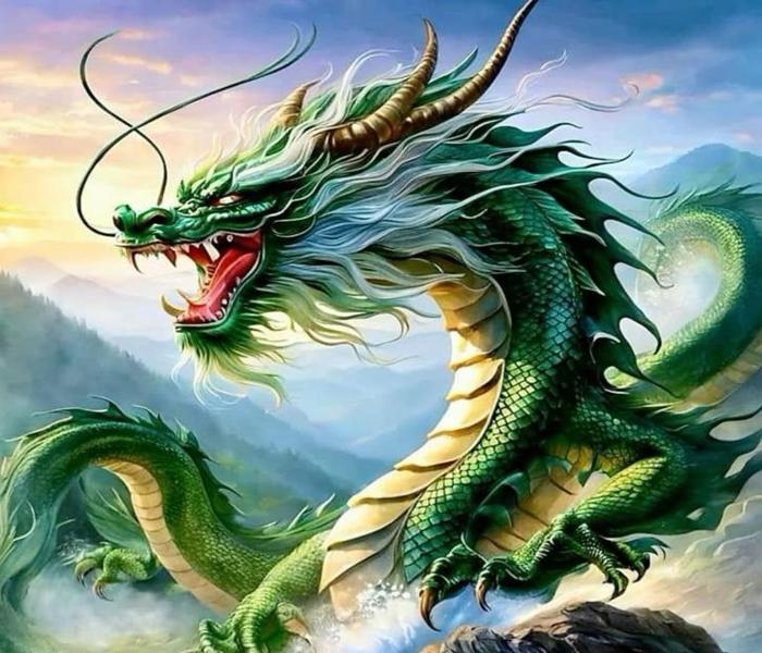 Hình 3D con rồng xanh đẹp sống động