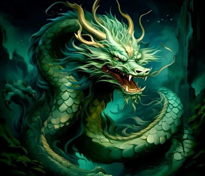 Hình 3D con rồng xanh đẹp sống động