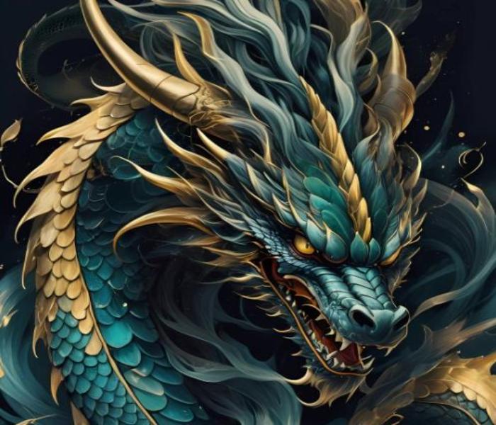 Hình 3D con rồng xanh đẹp sống động