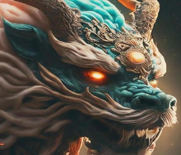 Hình 3D con rồng xanh đẹp sống động