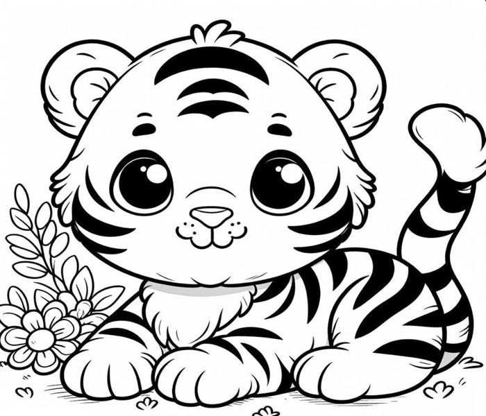 Xem Ngay Loạt Tranh Tô Màu Con Hổ Cơ Bản, Nâng Cao, Ảnh Chibi Cho Bé