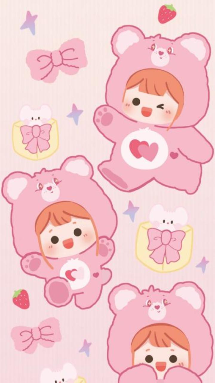 Hình nền gấu dâu chibi cho điện thoại miễn phí 