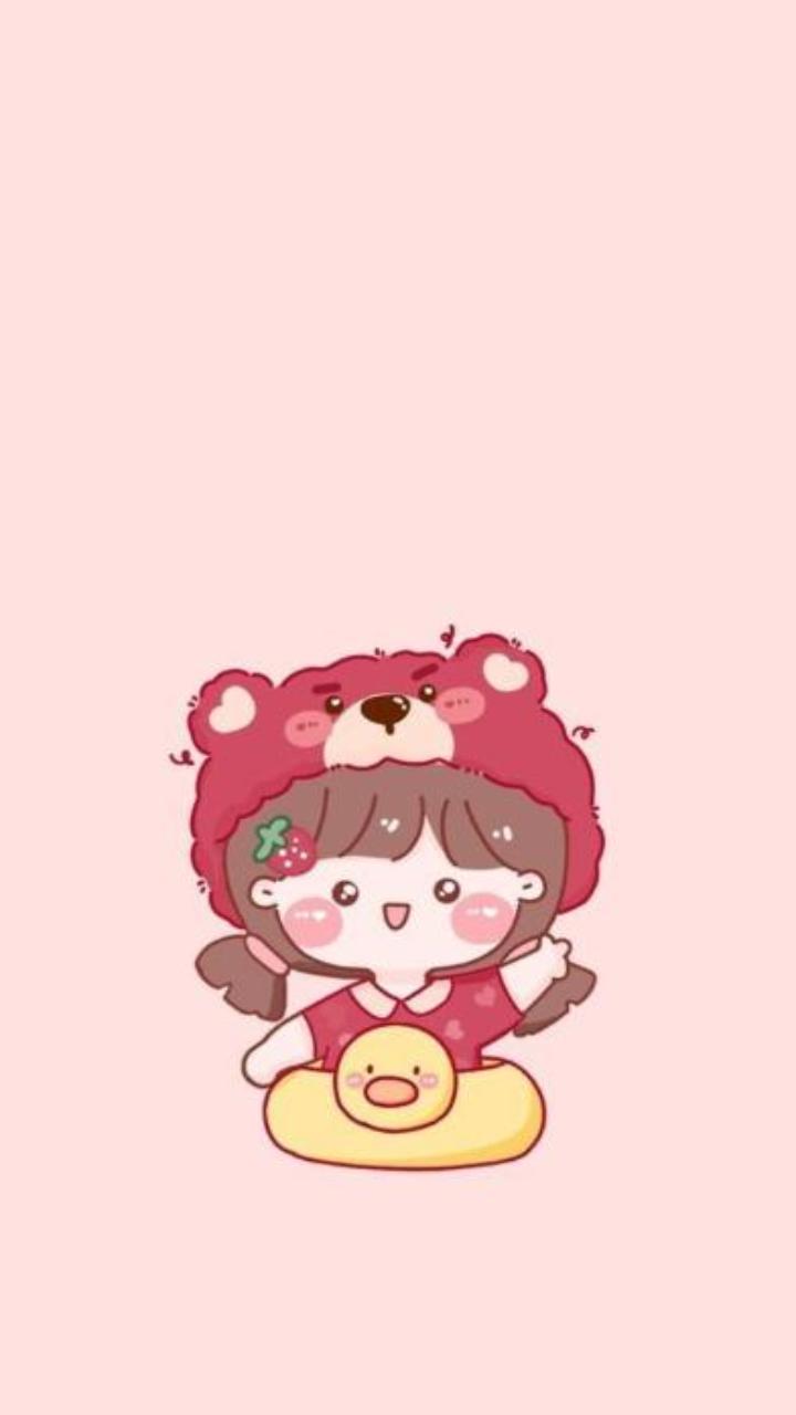 Hình nền gấu dâu chibi cho điện thoại miễn phí 