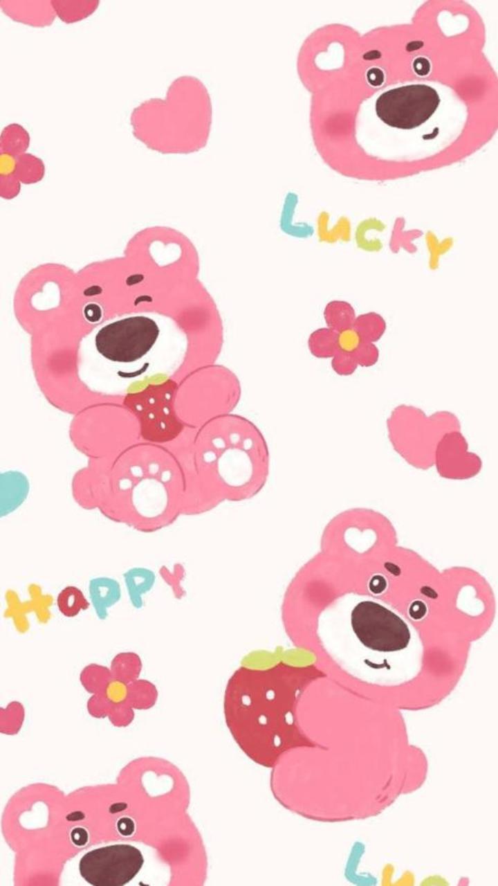 Hình nền gấu dâu chibi cho điện thoại miễn phí 