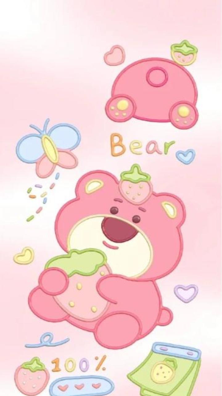 Hình nền gấu dâu chibi cho điện thoại miễn phí 