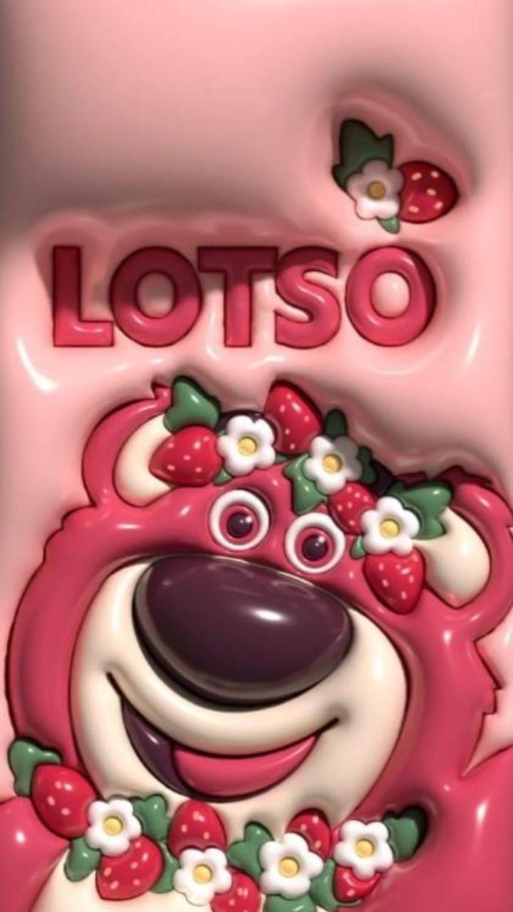 Hình nền iphone ảnh gấu dâu 3D cute 