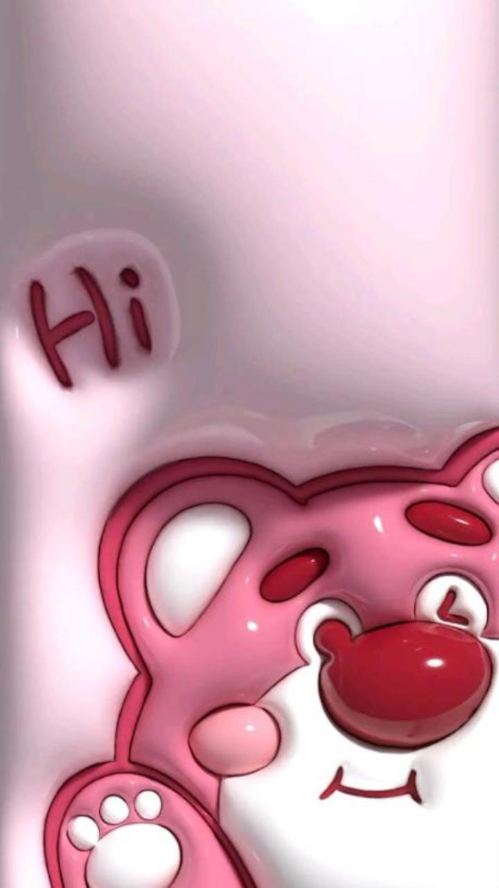 Hình nền iphone ảnh gấu dâu 3D cute 