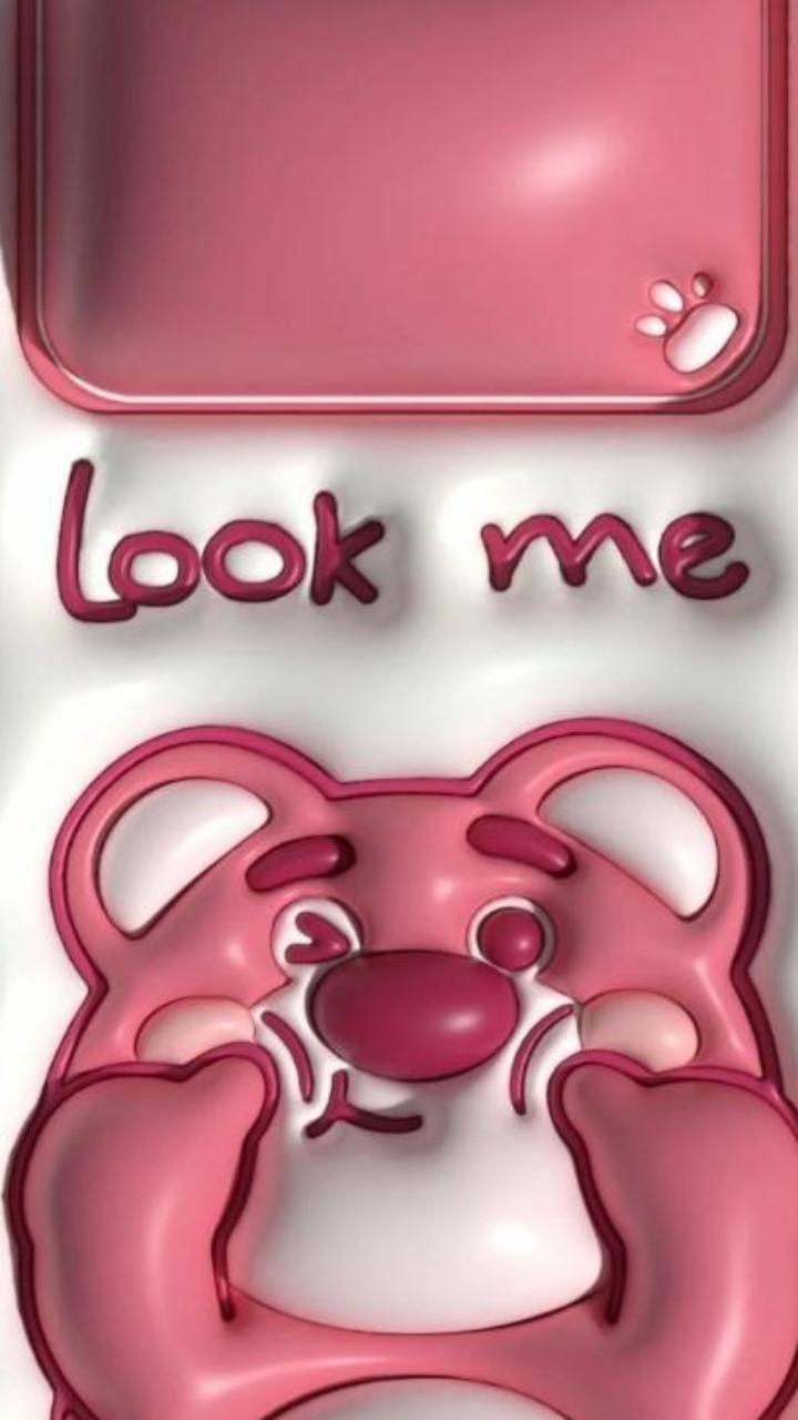 Hình nền iphone ảnh gấu dâu 3D cute 