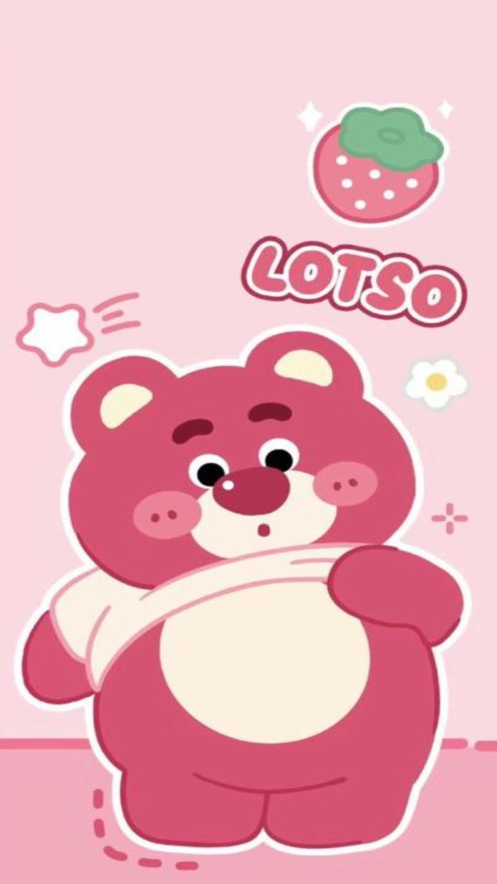 Hình nền gấu dâu Lotso cute cho điện thoại 