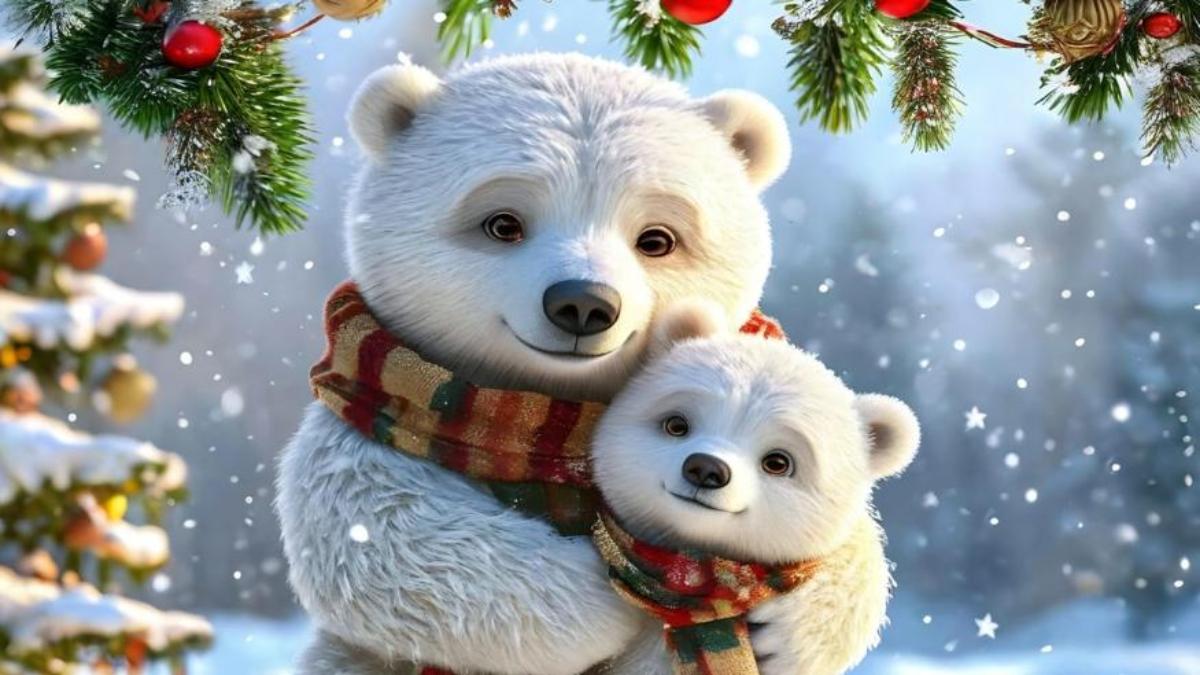 Hình nền gấu tuyết dễ thương cho MT 