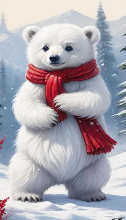 Hình nền ĐT ảnh gấu trắng chibi đáng yêu 