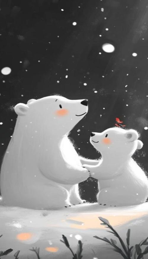 Hình nền ĐT ảnh gấu trắng chibi đáng yêu 